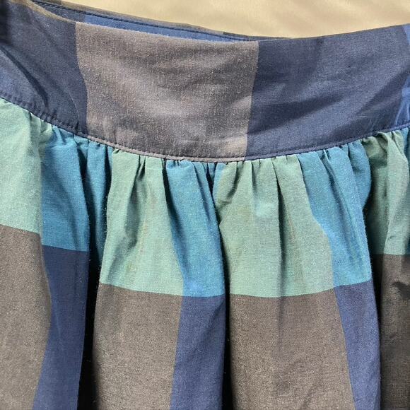 Lands‎ End Canvas Silk Blend Checkered Skirt Womens 0 Blue Grey Preppy School - Picture 4 of 15